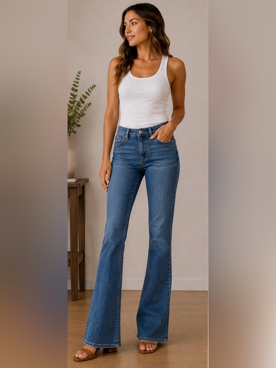 7 For All Mankind Denim - 7 For All Mankind Dojo Bootcut Flare Jeans Medium Wash 27
